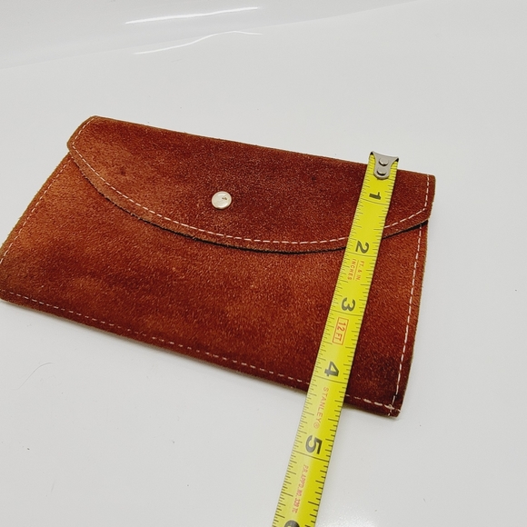 VINTAGE 70's Brasil Brown Suede Wallet CHECKBOOK HOLDER Snap Closure 7"×4"×1" - Picture 15 of 16